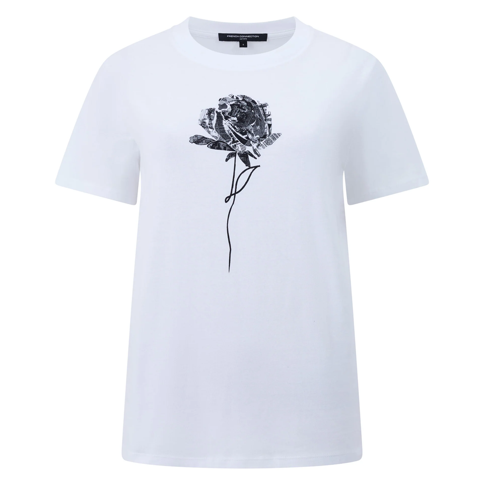 French Connection Rose Logo Peached Graphic T-Shirt